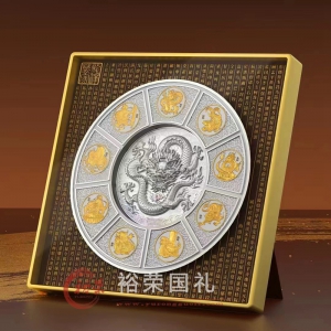 龙泽万家足银摆画摆台 上海造币有限公司出品